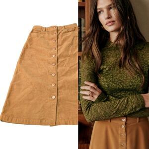 CLOSED Perfect Button Up Cotton Corduroy A Line Midi Skirt Small